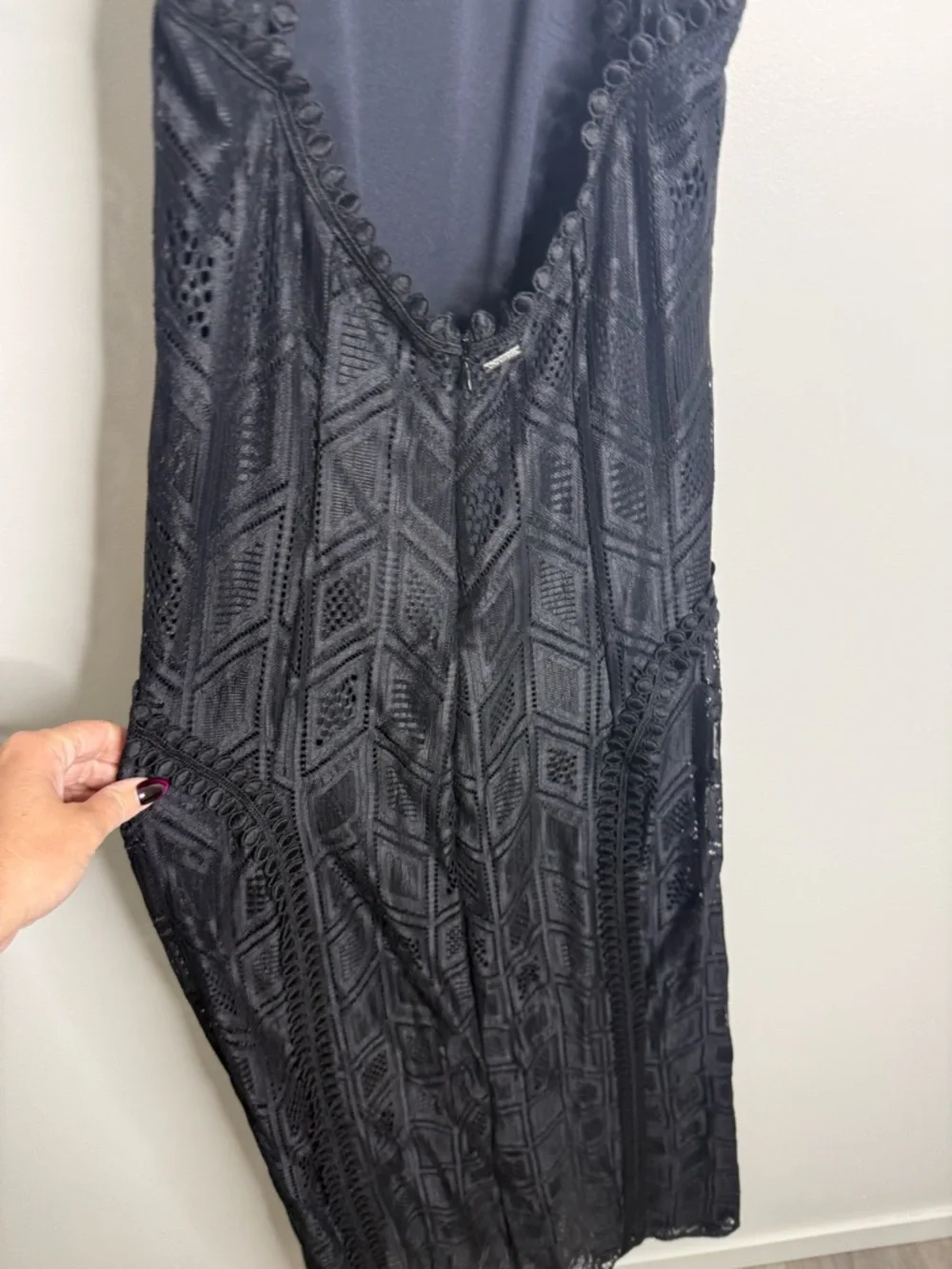 Guess Black Lace Halter Maxi Dress size medium slits - Picture 7 of 10